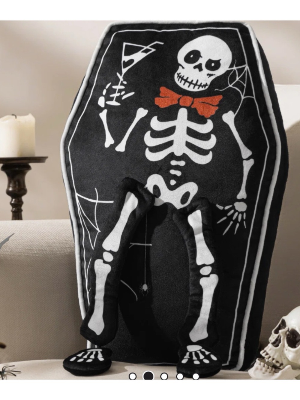 Coffin Shaped Throw  3D Skull Legs  Throw Pillow NWT